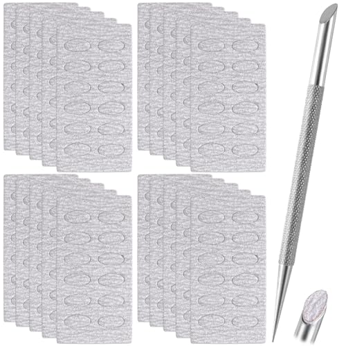 HINZIC Nagelhautschieber aus Edelstahl, doppelseitiger Nagelhautentferner, selbstklebend, 240er Körnung, Schleifpapierblätter, Nagelpflege-Ersatz für Frauen und Mädchen von HINZIC