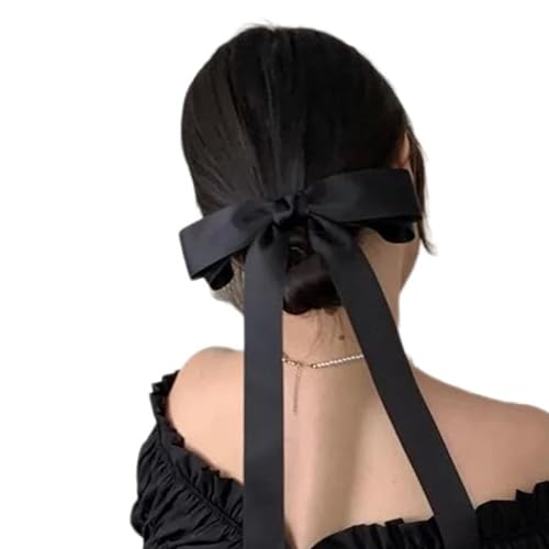 1 x 1 Paar Haarspange mit Schleife, elegante lange Schleife, Feder-Haarspange für Mädchen, Fotografie, Pferdeschwanz, Styling-Tiaras, Haarspange für Damen, dünne Haarstyling-Schleife von HIOPOIUYT