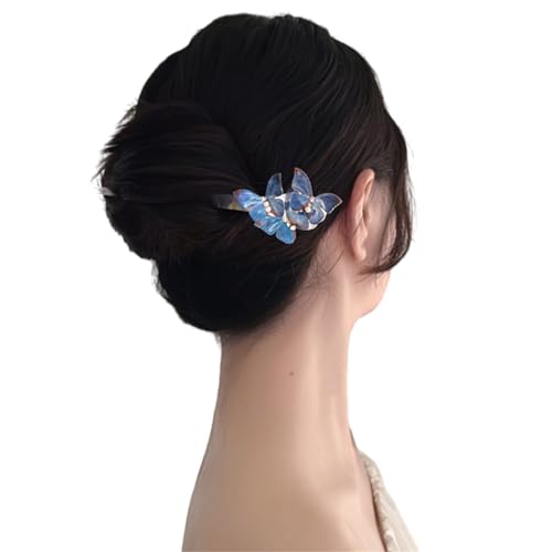 Acryl-Haarspangen mit 3 Schmetterlings-Dekoration, chinesische Haarstäbe für Damen, Haar-Accessoires, Haarstäbchen von HIOPOIUYT