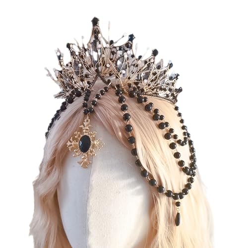 Blingbling Crowns Haare Hoop Girl Halloween Party Elegantes Festzug Wasser Drop Perle Girl Coronet Kostüm Kopfbedeckung von HIOPOIUYT