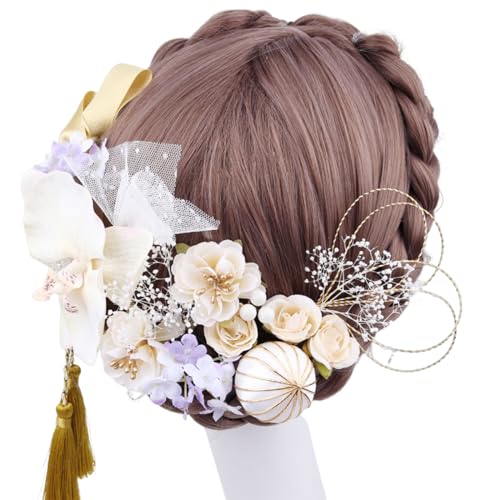 Bunte Blumen-Haarnadeln, zartes Haar, japanische für Frauen, Hochzeit, Fotografie, Haarband, Blumen-Haarspangen für den Alltag, große, elegante Haarspangen für Damen, 18 Stück von HIOPOIUYT