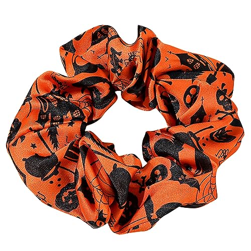 Elastische Haargummis, Haargummis, Halloween-Zubehör für Damen, Herbst, Mädchen, Haar-Accessoires, Halloween, Haargummis, elastische Satin-Haargummis, Pferdeschwanz-Halter, Haarbänder von HIOPOIUYT