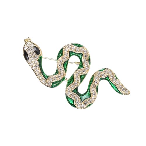 Exquisite Serpentinen Brosche Anspruchsvolle Schlangen Brosche Aus Robustem Metall Mit Strasssteinen von HIOPOIUYT