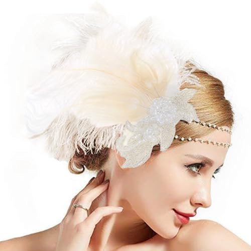 Feder-Stirnband, Cocktail-Blingbling, Kopfbedeckung für Mädchen, Party, brüllende 1920er-Jahre, Flapper-Stirnbänder, Flapper-Stirnbänder, Großpackung von HIOPOIUYT
