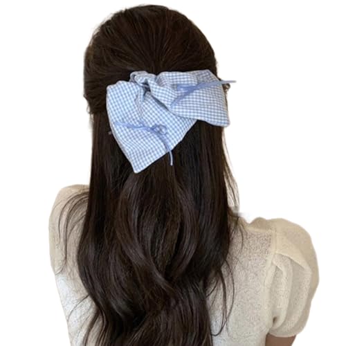 Französische elastische Haargummis für Mädchen, Gittermuster, Haargummi mit Schleife, Frühlingshaarseil für Mädchen, Haargummis für Damen, Haargummis für dünnes Haar von HIOPOIUYT