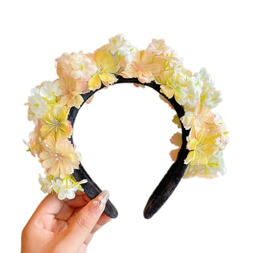 Große Blume für Hochzeit, Blumenstirnbänder, Braut, Blumen-Haarbänder, Blumengirlanden, Haarkranz, Haarbänder für Damen, Haarblume von HIOPOIUYT