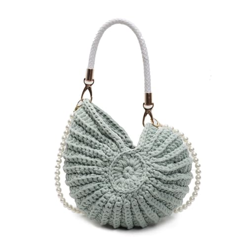 HIOPOIUYT Damen Conch Handtasche handgewebte Umhängetasche mit Perlenriemen oben Griff Tasche stilvolle Crossbody-Tasche Muscheln Tasche Frauen Tasche handgewebte Umhängetasche stilvolle Handtasche von HIOPOIUYT