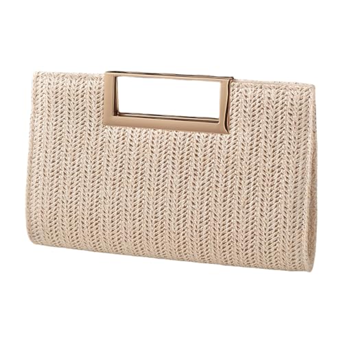 HIOPOIUYT Damen-Umhängetasche mit Kettenriemen, elegante Abendtasche, Handtasche, schlichtes Bankett, Stroh, Clutch, Schulter für Party, Damen, elegante Handtasche, schlichtes Bankett, Abendkette von HIOPOIUYT