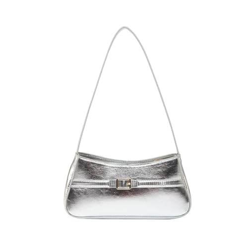 HIOPOIUYT Damen-Unterarmtasche, einfache Umhängetasche, modisch, Pendeln, schöne Geldbörse, Handtasche, passend für Achselhöhle, einfache Schultertasche, Geldbörse, passend für Unterarme, silber, One HIOPOIUYT Damen-Unterarmtasche, einfache Umhängetasche, modisch, Pendeln, schöne Geldbörse, Handtasche, passend für Achselhöhle, einfache Schultertasche, Geldbörse, passend für Unterarme, silber, One von HIOPOIUYT