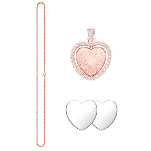 HIOPOIUYT Doppelseitiger Herz Anheizt Halskette Set Rotierende Inlay Tablettschmuck Die Accessoires Für Modische Frauen Mädchen Machen von HIOPOIUYT