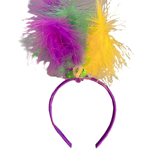 HIOPOIUYT Ethnische Halloween-Cosplay-Stirnbänder mit Federn, auffälliges Haarband für Damen, für Maskerade, Party, Maskerade, Kopfschmuck von HIOPOIUYT