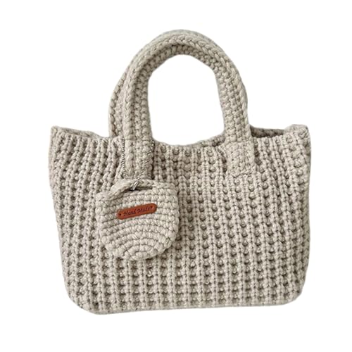 HIOPOIUYT Handgefertigte Handtasche aus weichem Garn, praktische Strickhandtasche, stilvolle Handtasche mit Tragegriff oben, für jedes Outfit, modische Damentasche, D, One Size HIOPOIUYT Handgefertigte Handtasche aus weichem Garn, praktische Strickhandtasche, stilvolle Handtasche mit Tragegriff oben, für jedes Outfit, modische Damentasche, D, One Size von HIOPOIUYT