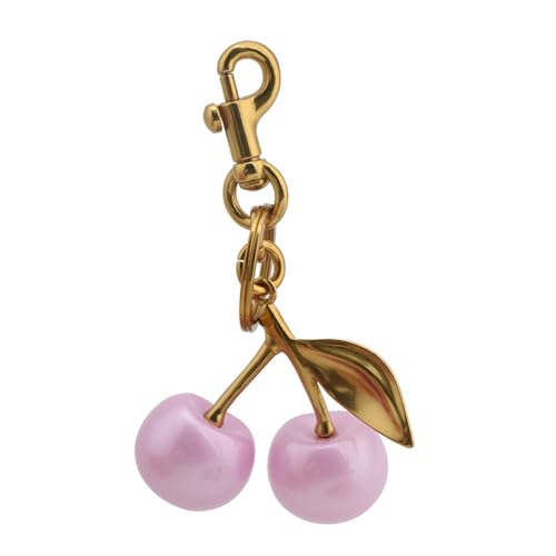 HIOPOIUYT Handgefertigte Harzkirschen Key Chain Obst Anhänger Keyring Beutel Und Telefondekoration Handtaschenzubehör Für Den Täglichen Gebrauch von HIOPOIUYT