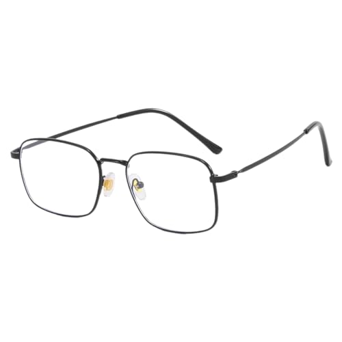 HIOPOIUYT Klare Gläser, Anti-Blue-Light-Brille, Metallrahmen, Brillen, rechteckiger Rahmen, Anti-Blaulicht-Brille, Schwarz von HIOPOIUYT