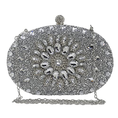 HIOPOIUYT Luxus-Clutch für Damen, Abendtasche, Hochzeitstasche, Handytasche, Geldbörse, weibliche Geldbörse für Party, Abendtasche für Frauen, Hochzeit, silber von HIOPOIUYT