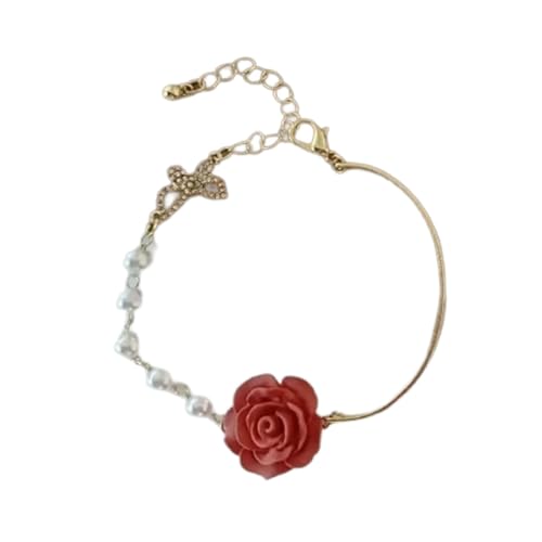 HIOPOIUYT Mode Rose Imitation Perlen Designs Armband Tragbare Dekoration Für Partys Vorräte Und Alltägliche Freizeitkleidung von HIOPOIUYT