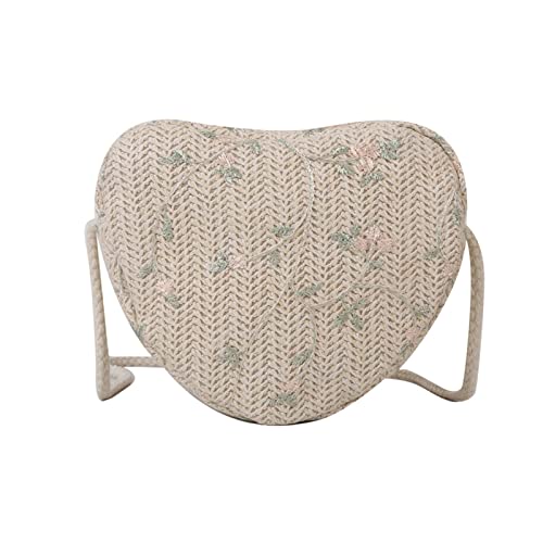 HIOPOIUYT Modische Schultertasche aus gewebtem Stroh, Herzform, Strandtasche, Damentasche für Urlaub, Strand, Reisetasche, Strohtasche für Damen, a HIOPOIUYT Modische Schultertasche aus gewebtem Stroh, Herzform, Strandtasche, Damentasche für Urlaub, Strand, Reisetasche, Strohtasche für Damen, a von HIOPOIUYT