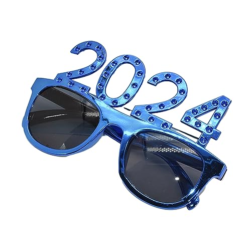 HIOPOIUYT Modische Sonnenbrille mit quadratischem Rahmen für Mädchen, Silvesterparty, Mädchen, Fotografieren, Weihnachten, Karneval, Party-Dekorationen, 2024, Neujahrs-Sonnenbrille, Happy New Year von HIOPOIUYT