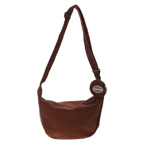 HIOPOIUYT Modische Umhängetasche für Damen, Cord, Kuriertasche mit Reißverschluss und verstellbarem Riemen, dunkelbraun HIOPOIUYT Modische Umhängetasche für Damen, Cord, Kuriertasche mit Reißverschluss und verstellbarem Riemen, dunkelbraun von HIOPOIUYT