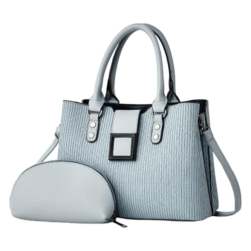HIOPOIUYT Retro Frauen 2pcs Umhängetasche Und Handtasche Set PU Leder Top Satchel Mit Verstellbarem Crossbody Gurt Stilvolle Arbeitstasche von HIOPOIUYT