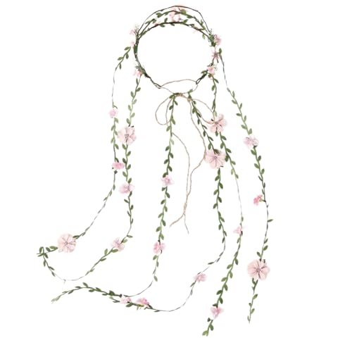 HIOPOIUYT Stylisches Blumen-Haar-Accessoire, handgefertigtes Stirnband, Ranken-Haarband, Rattan-Blumenkopfschmuck für Damen und Mädchen, handgefertigtes Stirnband von HIOPOIUYT