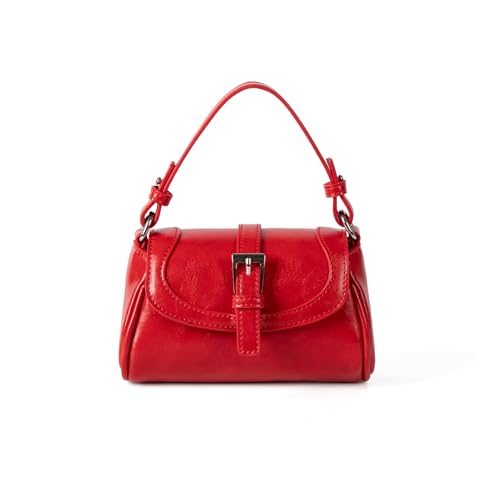HIOPOIUYT Umhängetasche mit Tragegriff und abnehmbarem Riemen, Schultertasche für den täglichen Pendler, Reisen oder Büroarbeit, koreanische Umhängetasche mit Gürtelschnallen-Design, rot, One Size HIOPOIUYT Umhängetasche mit Tragegriff und abnehmbarem Riemen, Schultertasche für den täglichen Pendler, Reisen oder Büroarbeit, koreanische Umhängetasche mit Gürtelschnallen-Design, rot, One Size von HIOPOIUYT