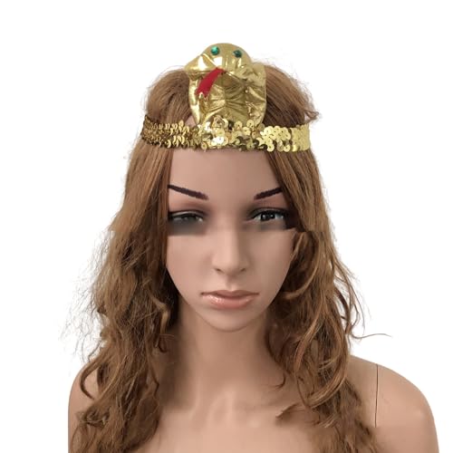 HIOPOIUYT Zartes Haarband, Cosplay, Stirnbänder für Halloween, Cosplay, Königin von Ägypten, goldene Perlen, Halloween-Kopfbedeckung, Perlen-Halskette von HIOPOIUYT