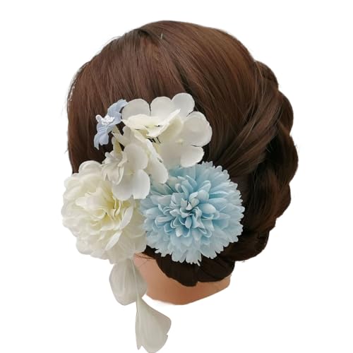 Haarnadel mit Hortensien-Blume, chinesischer Han, baumelnde Perle, Haarspangen, rutschfeste Essstäbchen, Haarnadel für Haarstyling, Damen, Haarkamm für Partys, Hochzeiten von HIOPOIUYT