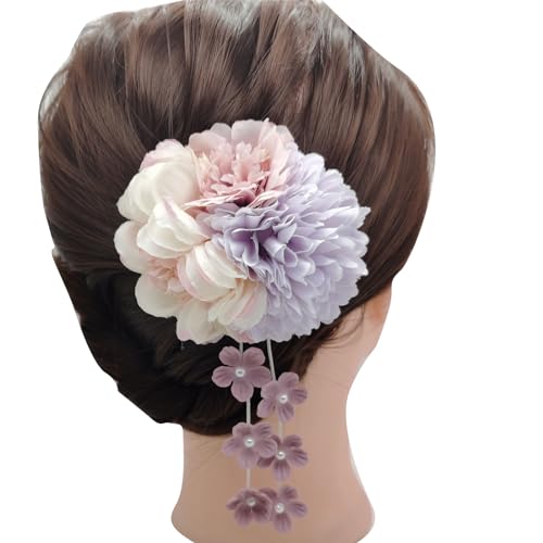 Haarnadel mit chinesischem Kostüm, Hortensien, baumelnde Blume, Haarkamm, Haarstyling-Werkzeug für Hochzeit, Party, Haar für Frauen und Mädchen von HIOPOIUYT