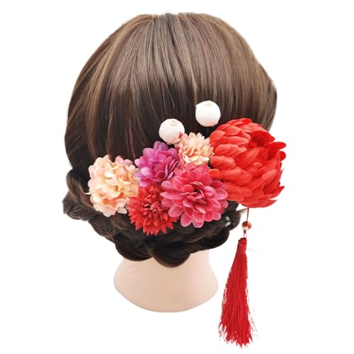 Haarnadeln aus Temperament, bunte Blume, japanische Frühlings-Haarnadeln, Hochzeitshaarschmuck für Damen, langes Haar, japanische Haarnadeln für Frauen, japanisches Haar, japanische Blumen-Haarnadeln, von HIOPOIUYT