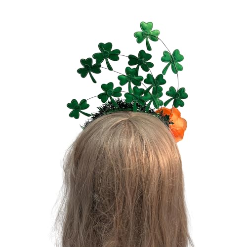 Haarreif für Erwachsene, irischer Nationalfeiertag, mit Pailletten, Kleeblatt und Blume, Glitzer, Patrick's Day, Stirnband, Karneval, Haarreifen, Pailletten, Stirnbänder für Mädchen, grüne Pailletten, von HIOPOIUYT