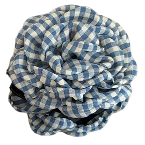 Haarspange mit karierter Blume, rutschfest, starker Halt, Blumen-Haarspange für Damen, stilvolles Haar-Accessoire von HIOPOIUYT