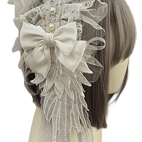 Hübsche Lolitas-Haarschleife, aufwendige geflügelte Spitzendetails, angenehm zu tragen, stilvolles Kopf-Accessoire für tägliche Outfits, Spitzen-Haarband Hübsche Lolitas-Haarschleife, aufwendige geflügelte Spitzendetails, angenehm zu tragen, stilvolles Kopf-Accessoire für tägliche Outfits, Spitzen-Haarband von HIOPOIUYT
