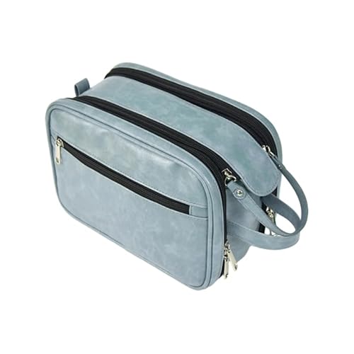 Make-up-Tasche, Kosmetiktasche, große Kapazität, Kulturbeutel, Make-up-Tasche für Mädchen, Frauen, Reise-Kosmetiktasche, PU-Handtasche, hellblau von HIOPOIUYT