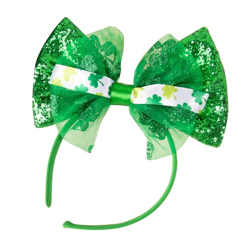 StPatrick Festival Celebration Stirnband Party Pailletten Grün Bowknot Haarreifen Kleeblatt Stirnbänder Irisches Haarschmuck Party Haarband von HIOPOIUYT