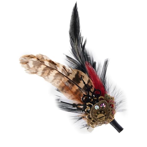 Steampunk-Zahnrad-Brosche für Frauen mit Feder-Zahnrad-Haarspange, Hutnadel, Party, dekorative Korsagen, Clip, Haarspangen, Brosche für Damen von HIOPOIUYT