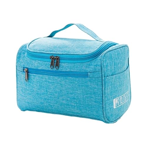 Tragbare Make-up-Tasche für Damen und Herren, mit Reißverschluss, praktischer Organizer, große Kapazität, Mehrzweck-Kosmetiktasche, blau von HIOPOIUYT