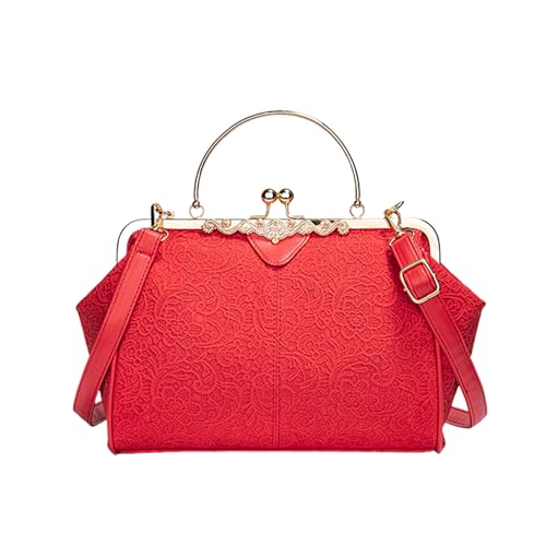 Umhängetasche für Damen, Crossbody-Tasche mit abnehmbarem Riemen, Leder-Clutches, Toted Handtaschen, Geldbörsen mit Kuss-Lock-Leder-Schultertasche, R, One Size Umhängetasche für Damen, Crossbody-Tasche mit abnehmbarem Riemen, Leder-Clutches, Toted Handtaschen, Geldbörsen mit Kuss-Lock-Leder-Schultertasche, R, One Size von HIOPOIUYT