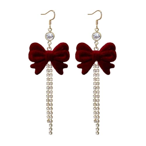 Vintage Bowknot Quasten Ohrringe Einfache baumelnde Ohrringe Mode Neujahr Tropfen Ohrringe Schmuck Kleine Creolen, Metalllegierung, Flanell Vintage Bowknot Quasten Ohrringe Einfache baumelnde Ohrringe Mode Neujahr Tropfen Ohrringe Schmuck Kleine Creolen, Metalllegierung, Flanell von HIOPOIUYT