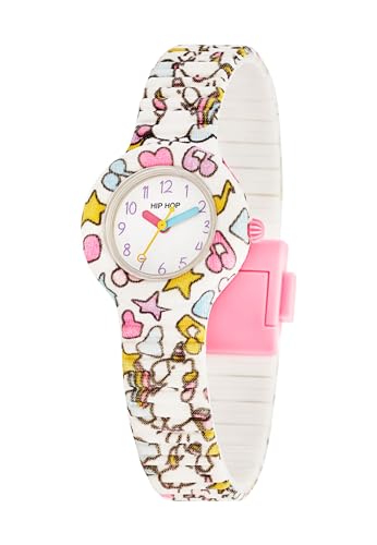 HIP HOP, Kids Fun-Kollektion, Armbanduhr für Mädchen, Rainbow & Einhorn, austauschbares und verstellbares Silikonband, farbige Indizes und Kugeln, Gehäuse 28 mm, Quarzwerk, wasserdicht, Modern von HIP HOP