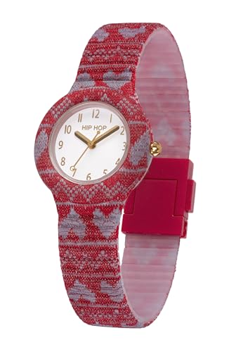 HIP HOP, Kollektion Love Me Yes, Damenuhr mit Guori-Grafik, Armband aus Silikon und Stoff aus unbenutztem Recycling von CCtone Supima, Armband von HIP HOP