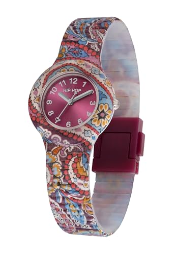 HIP HOP, Kollektion Paisley, Damenuhr mit Armband aus hypoallergenem Silikon und Paisley-Stoffen, Gehäuse 32 mm, wasserfest, Sunray-Verarbeitung, Uhren Armband von HIP HOP