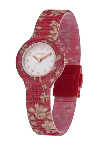 HIP HOP, Kollektion Winter Blossom, Damenuhr Armbanduhr mit Winterblumen mit Liberty-Textilien und Silikonarmband, wasserdicht, Uhr von HIP HOP
