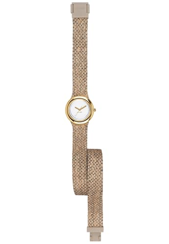 HIP HOP Armbanduhr Frau Metal quadrante Weiss e uhrarmband in silizium, Metall beige -goldenen, Werk TIME JUST - 3H QUARZUHR von HIP HOP
