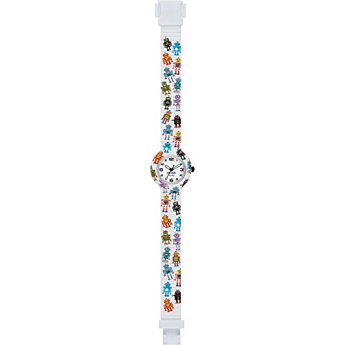 HIP HOP Armbanduhr Junge und kleine Kids Fun quadrante Weiss e uhrarmband in silikon weiß Robot, Werk TIME JUST - 3H QUARZUHR von HIP HOP