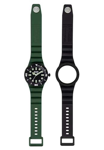 HIP HOP Herrenuhr HWU1236 Master Zifferblatt einfarbig schwarz Quarz-Uhrwerk und Silikonarmband grün, schwarz, Armband, Herren Uhr von HIP HOP