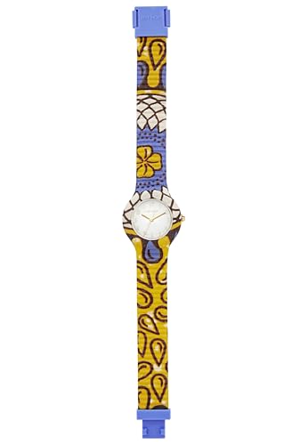 HIP HOP Hop Women Wachs Block Dial Mono -Color Bianco -Bewegung nur Zeit - 3H Quarz und Silikongurt mit mehrfarbigem Stoff hwu1142 von HIP HOP