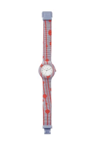 HIP HOP, Kollektion La Methode, Mädchenuhr, austauschbares Soft-Touch-Silikonarmband, verstellbare Länge 14-19 cm, praktischer Verschluss, Gehäuse 34 mm, Quarzuhrwerk, Grau-Orange-Weiß, ONE Size von HIP HOP