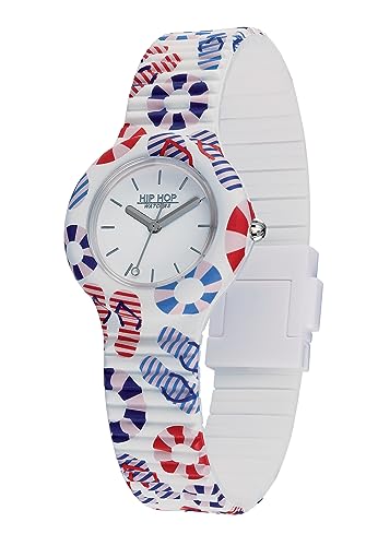 HIP HOP Uhr Summer Vibes Kollektion einfarbiges zifferblatt nur zeitwerk - 3H Quarz und bedrucktes silikonarmband für Damen von HIP HOP