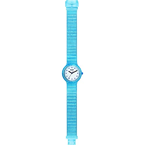 Hip Hop Damen Bubble Watch Collection Einfarbiges weißes Zifferblatt 3 Zeiger Quarzwerk und Silikon blaues Armband HWU1010 von HIP HOP